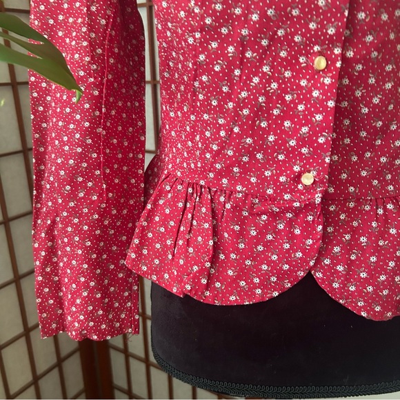 Vintage 70s Red Boho Peplum Blouse - Picture 10 of 14